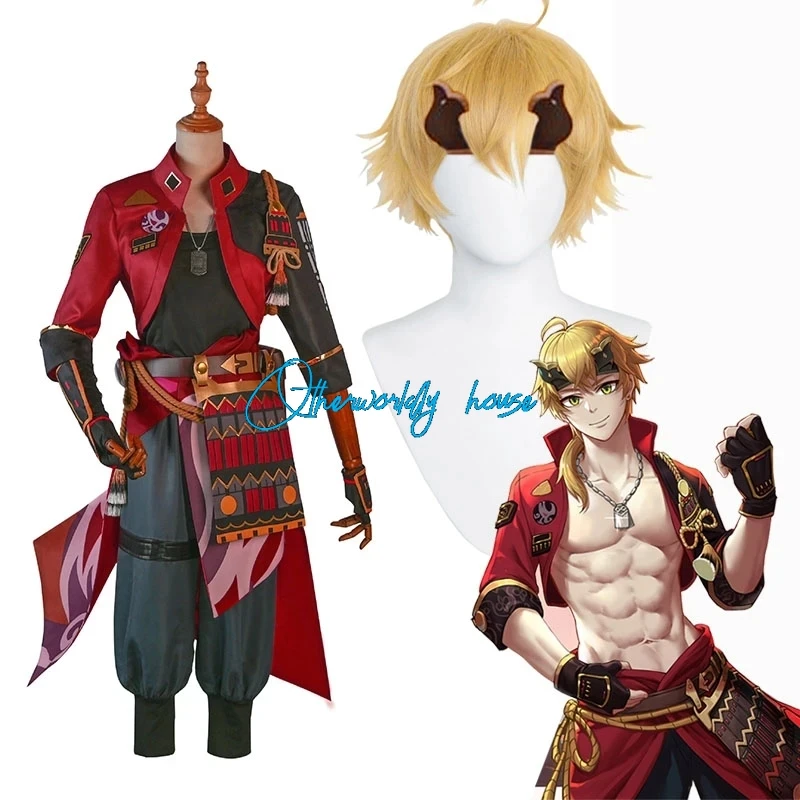 Anime Genshin Impact Thoma Cosplay Costume Full Uniform Wig Halloween Carnival Costume