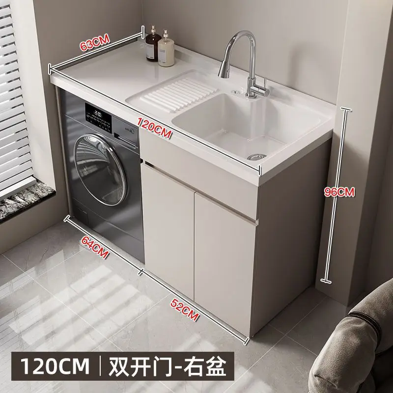 c13-Nordic Creative Balcony Laundry Cabinet Laundry Tub with Washboard Washing Machine Cabinet Bathroom Cabinet Arredo Bagno