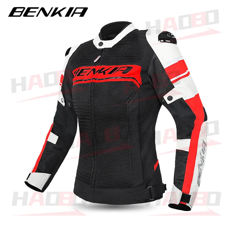 BENKIA Women Motorcycle Racing Jacket CE Summer Autumn Windproof Breathable Riding Anti-drop jackets with mesh