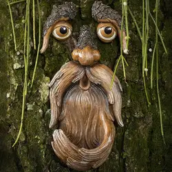 Zabawny Old Man Tree Face Hugger Garden Art Outdoor Tree Amusing Old Man Face Sculpture Whimsical Tree Face Garden Decoration