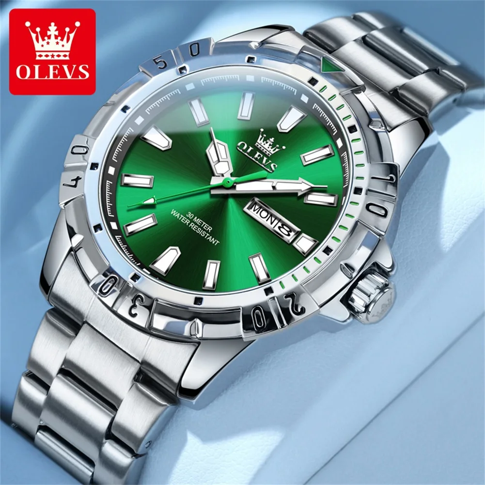 OLEVS 5560 New Fashion Original Quartz Watch For Men 42mm Big Dial Stainless Steel Luxury Man Watches Waterproof Hand Clock 2024