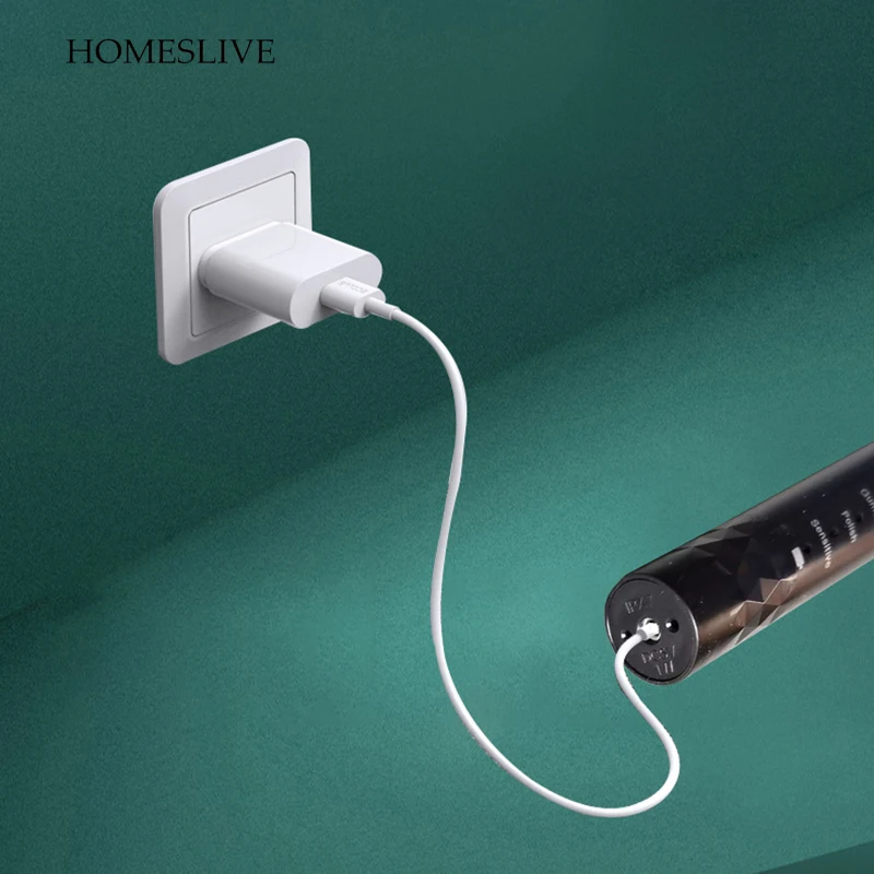HOMESLIVE Vibrating Electric Toothbrush Charging Ultrasonic 5 Modes Replacement Head Waterproof Powerful Cleaning Travel Kit