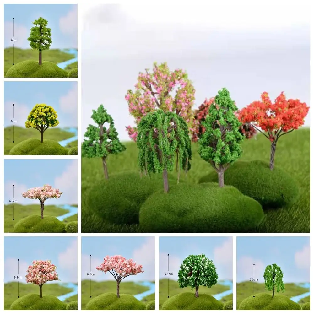 Durable Plastic Sakura Miniatures Model Vivid Simulation Trees Landscape Rural Style Home Decoratio