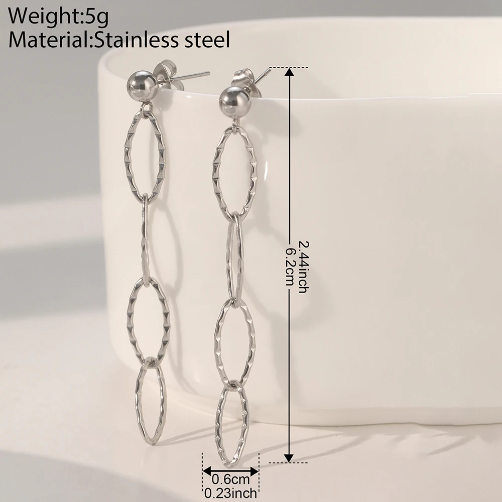 Stainless Steel Earrings Personality Irregular circle Long Fashion Simplicity High-end Sense Dangle Earrings For Women Jewelry