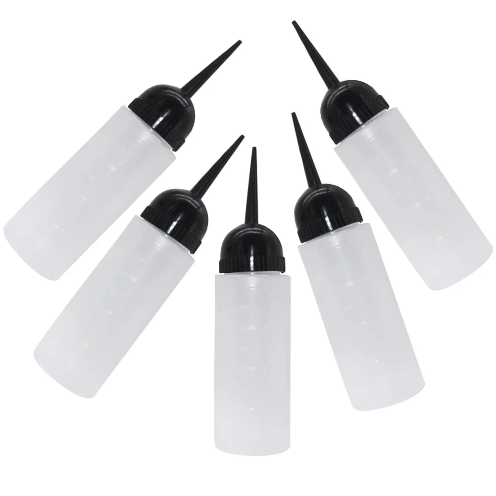 

5 шт., бутылки для краски для волос, тонкие, прочные, экологически чистые, пластиковые, специальный дизайн, идеально подходящие для салона, парикмахерских, домашних животных