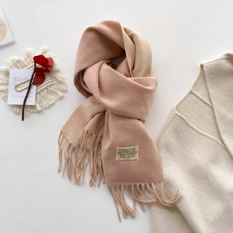 Scarf Female Winter Korean Version Of Everything Color Light Pink Gray Orange Scarf Thickening Windproof Neck Cover Soft