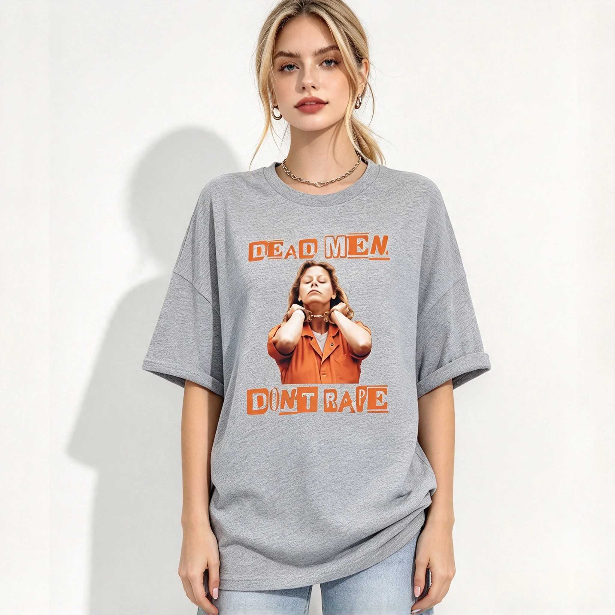 New Style American Serial Killer Personality Pattern Printed Fashionable Loose Cotton Short-sleeved Women's Round-neck T-shirt