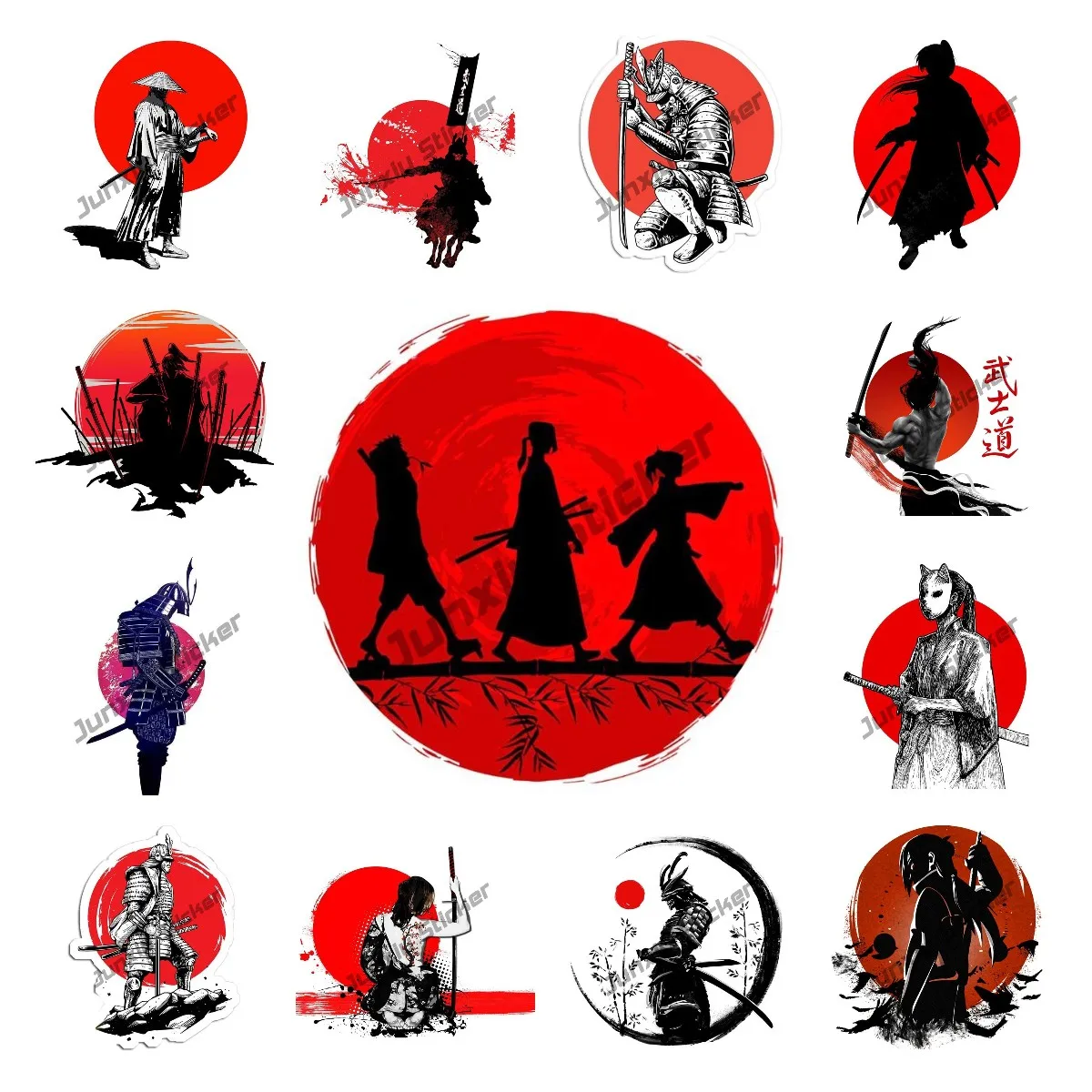 

Jpct fashionable Samurai creative decal for cars, windows, luggage compartment scratch resistant sticker sticker length 15cm