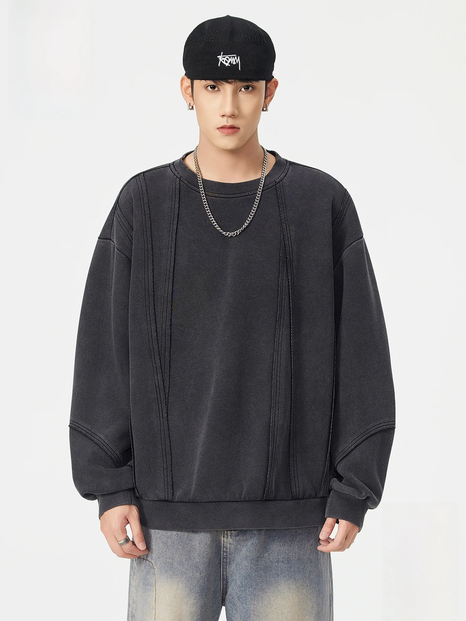 

PaulFrank M Casual round Ne Sweatirt Spring Loose Fit Bla Hoodie Splicing Comfortable Long Sve Youth Faion