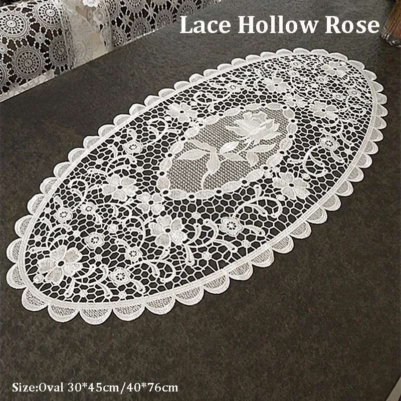 Table decoration and accessories white oval Embroidery bed Table Runner flag cloth cover Lace tea tablecloth kitchen Christmas