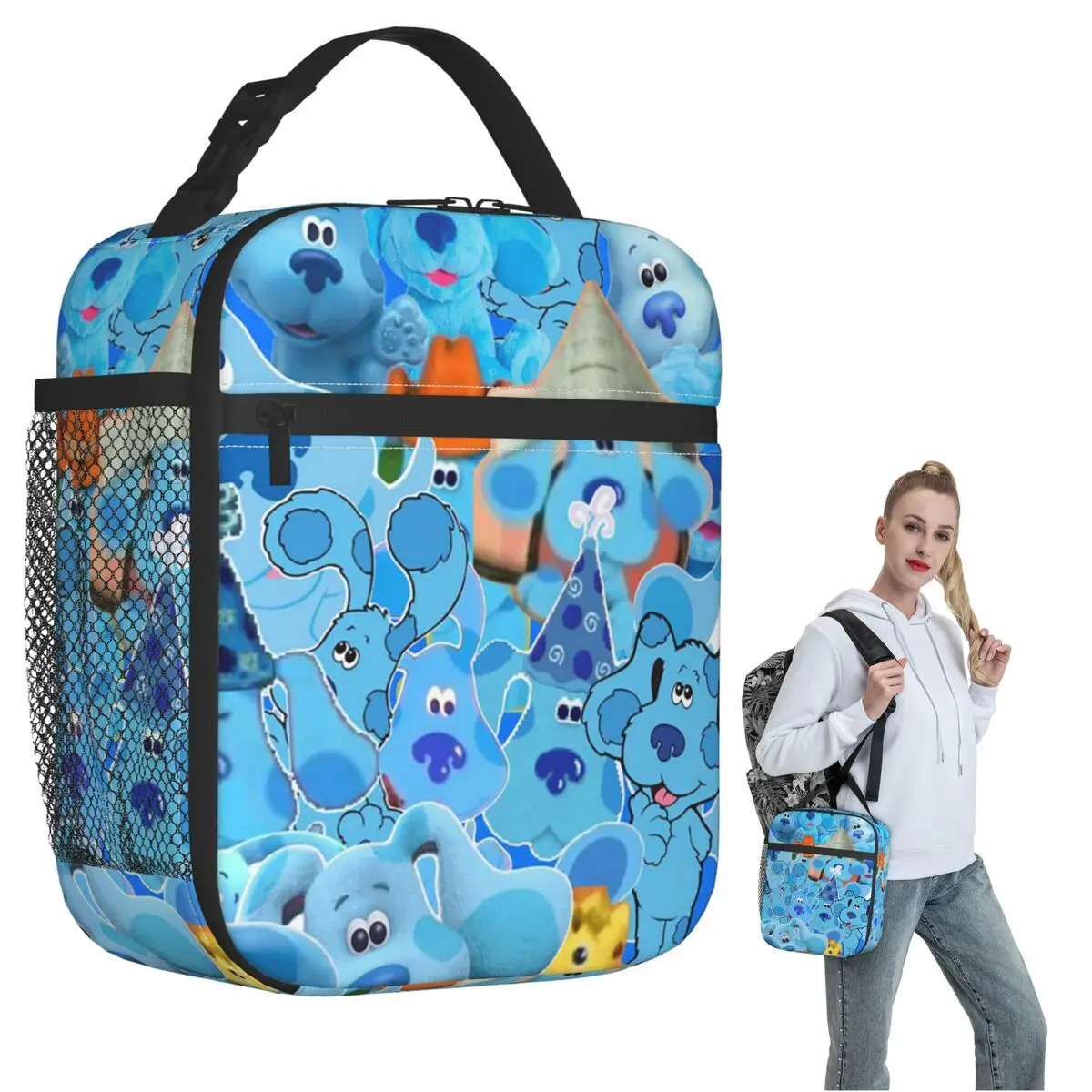 Blue's Clues Blue Dog Cartoon Sac à lunch isotherme pour femmes et enfants, boîtes à nourriture portables, sac à lunch thermique