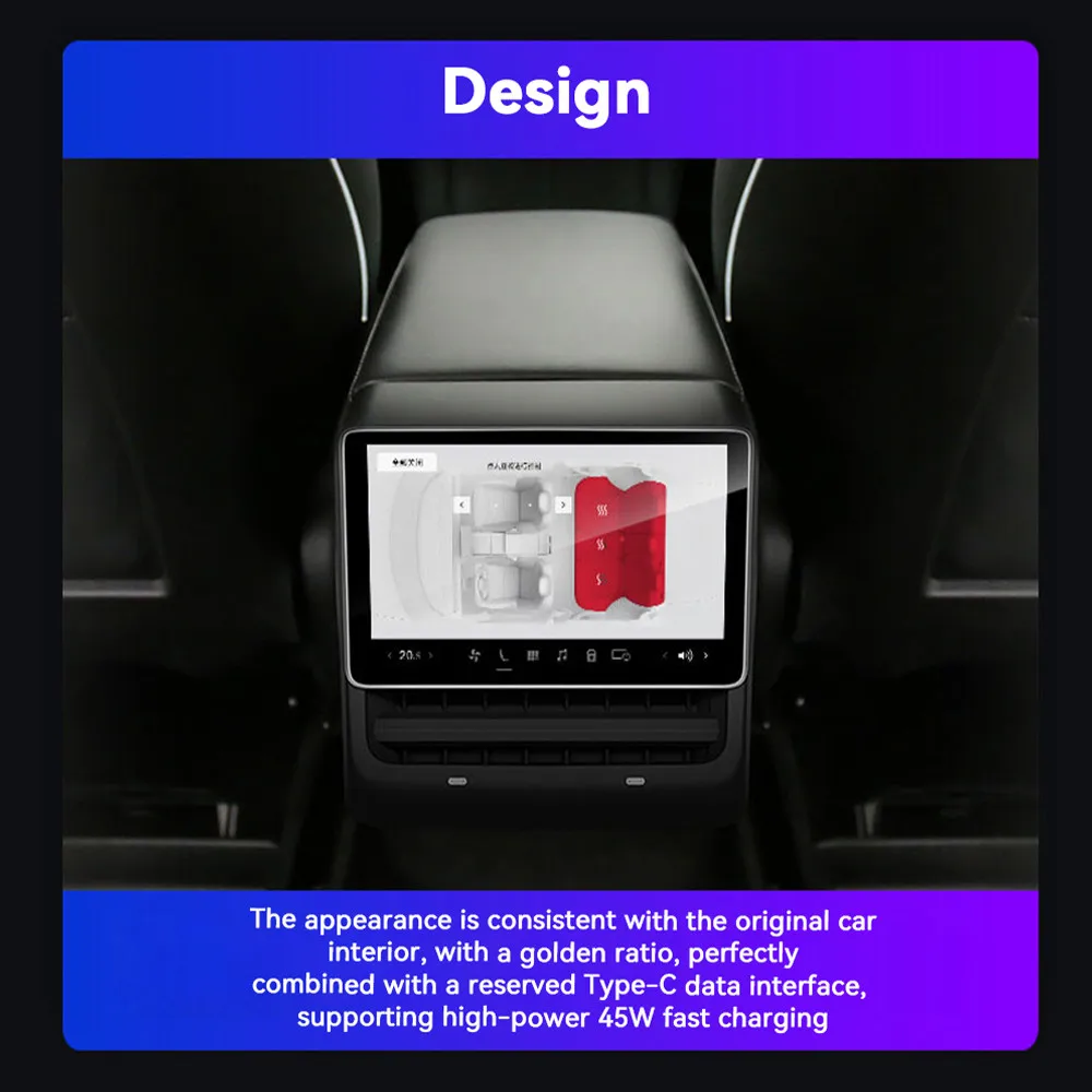 For Tesla Model 3 Rear AC Display Screen Android LCD Rear Air Conditioning Board Touch Ac Panel Car Knob Screen Control