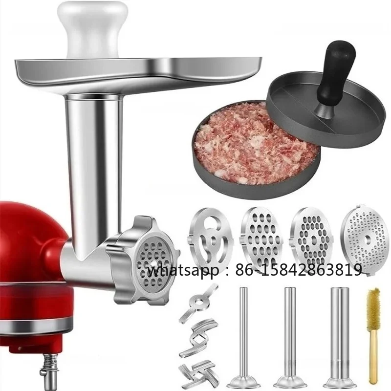 Stainless Steel Meat Grinder Accessories Set Compatible with Stand Mixer, Sausage Stuffer Tube & Hamburger Patty Making Mold