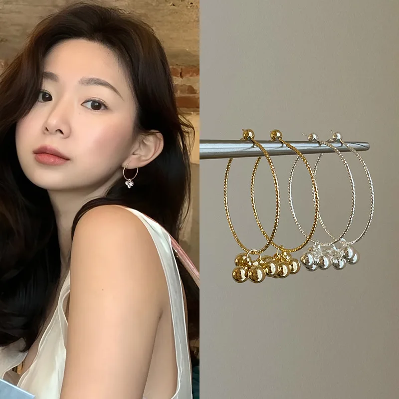 

Metal Ball Fringe Earrings Architectural Minimalist Dainty Kinetic Statement Jewelry for Women