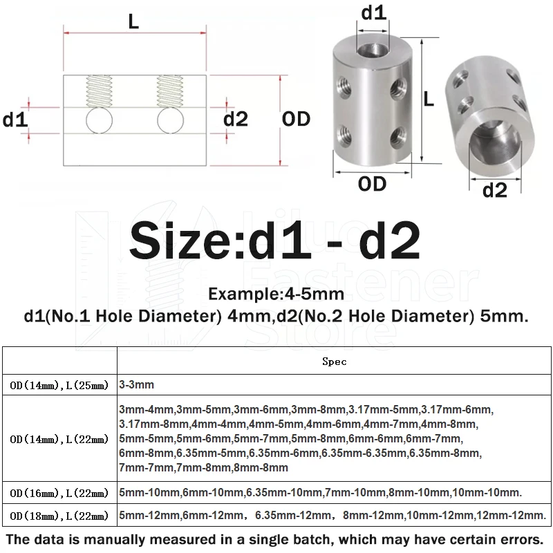 1Set Rigid Shaft Coupling 3-12mm CNC Motor Jaw Shaft Coupler Connector Sleeve #45 Steel Straight Cylinder Transmission Connector