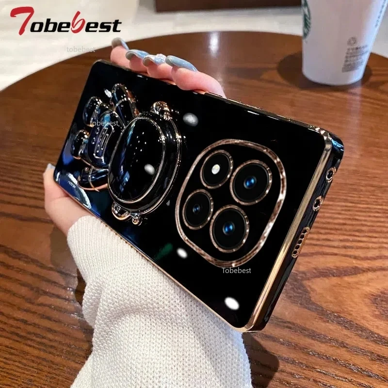 Astronauten-Halterung Galvanisierte Handyhülle für Xiaomi Redmi Note 15 14 Pro Plus 4G 5G Silikonhülle