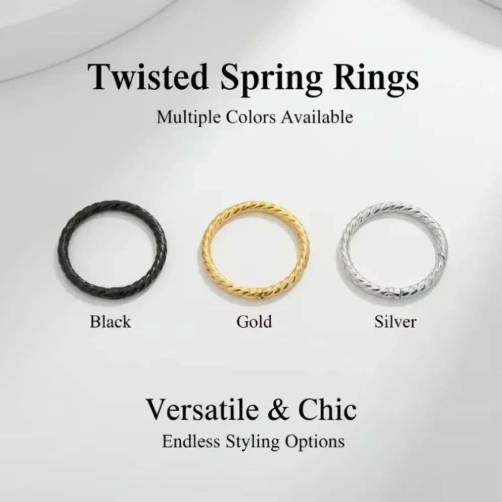 20Pcs Zinc alloy Twist Rope Circle Connector Closed Jump Rings Split Ring Thick for DIY Jewelry Materials Making Supplies