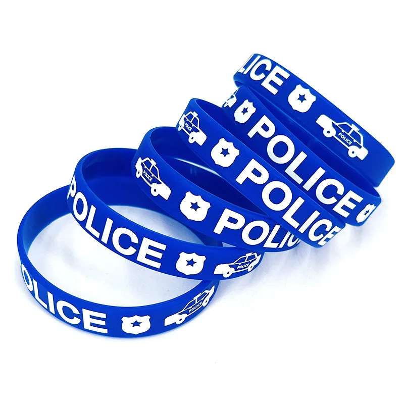 10 Pulseras de Silicona con Temática de Policía, Pulsera de Coche de Policía para Niños, Recuerdos de Fiesta de Cumpleaños, Rellenos para Bolsas de Regalo y Piñatas
