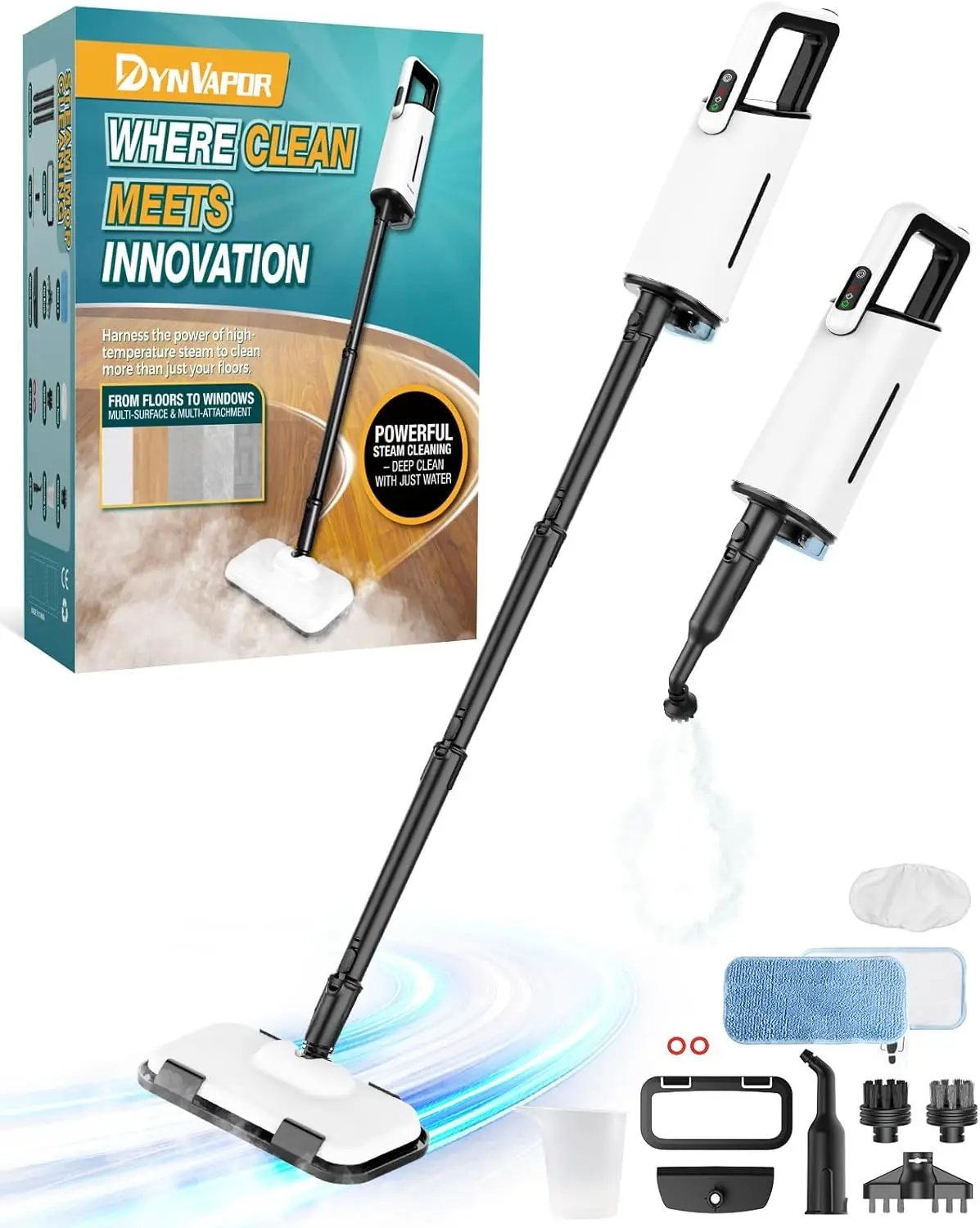 

Мощная паровая швабра для твердых полов и ковров, быстрый нагрев, съемный резервуар, чистка без химикатов