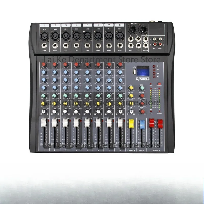 8-channel mixer mixer for bar DJing, USB sound card recording, Bluetooth DJ mixer with sound card