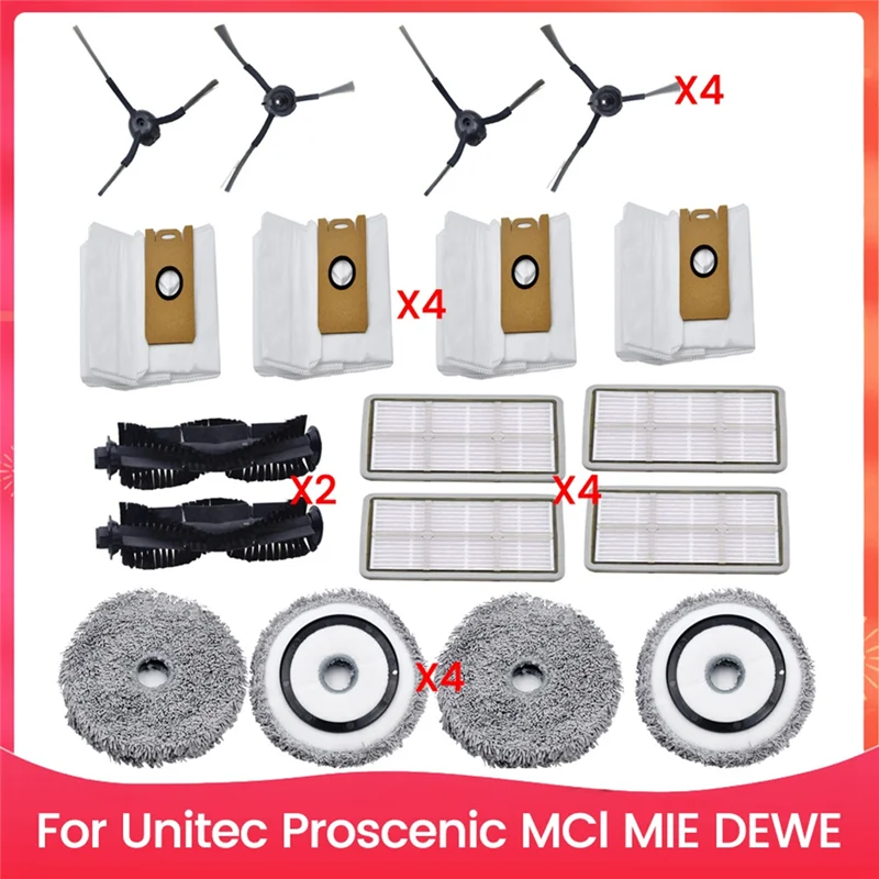 AFOURT-For Unitec Proscenic Mcl MIE DEWE جهاز آلي لتنظيف الأتربة الملحقات استبدال فرشاة جانبية رئيسية فلتر Hepa ممسحة القماش