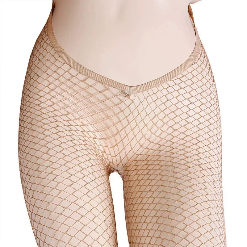 V-Ausschnitt Taille Glitzernde Netzstrumpfhose M XL Extra Große Dehnbare Performance-Bühnenstrumpfhose Damen Sommer Sexy Atmungsaktive Strümpfe – Detail 9
