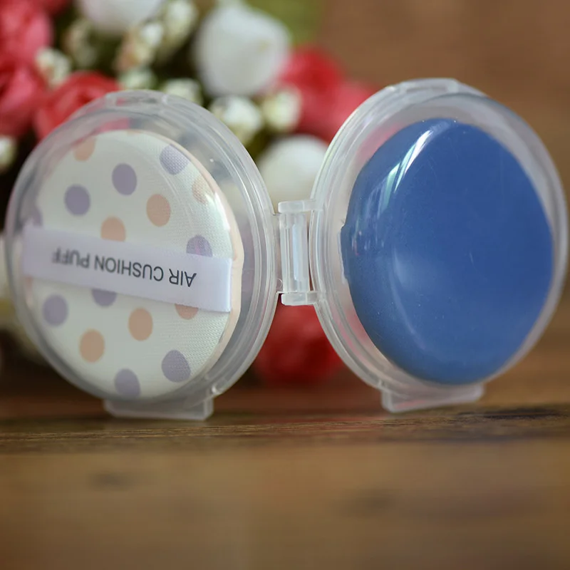 1/2 pièces clair Double couche détachable coussin d'air poudre bouffée étui détachable en plastique maquillage bouffée boîte de rangement avec couvercle anti-poussière