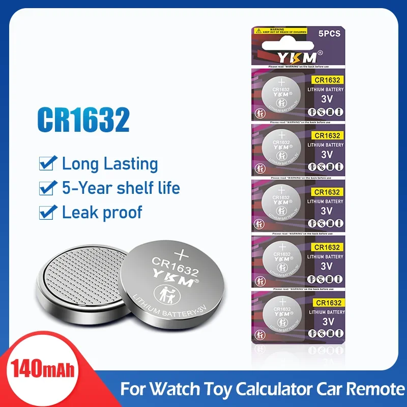 5-20PCS CR1632 3V Lithium Battery LM1632 BR1632 ECR1632 CR 1632 Button Coin Batteries for Key Fob Remote Calculator Watch Toy