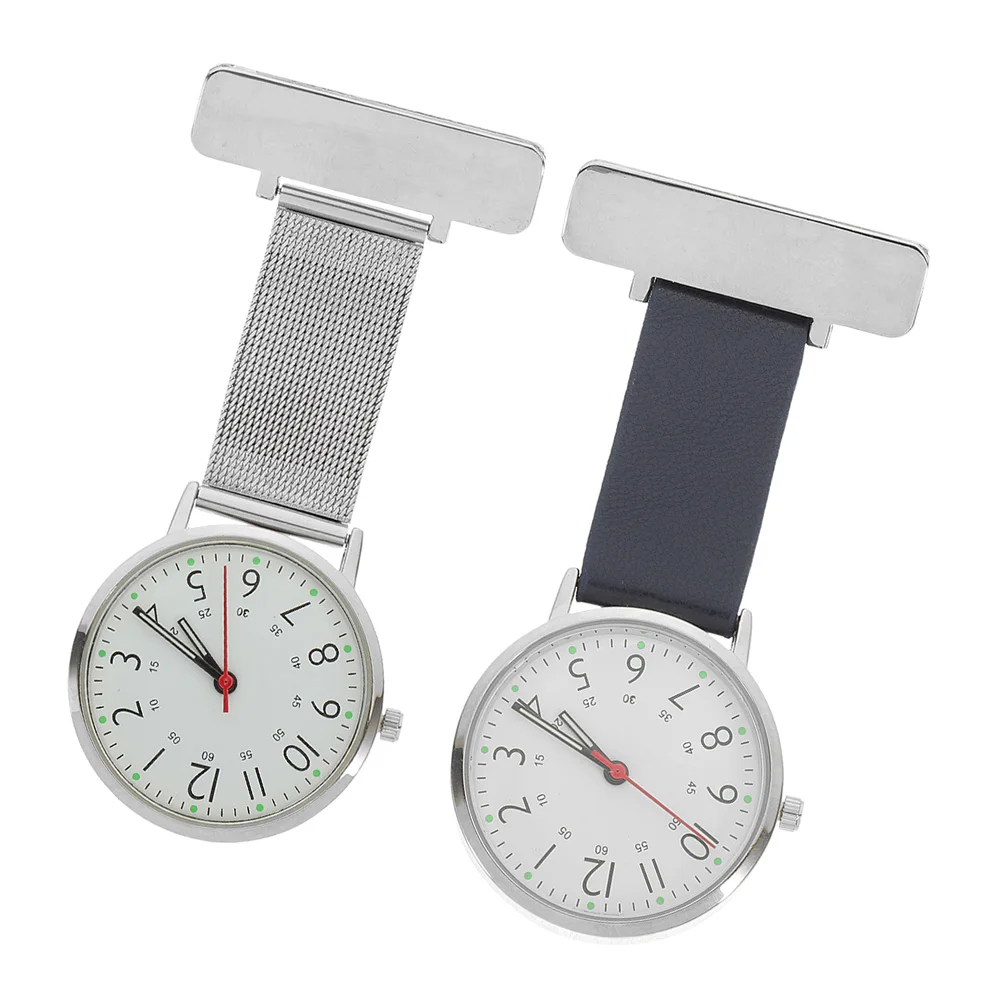 2Pcs Metal Doctor Pocket Watch Nurse Chest Watch Portable Reliable Timepiece for Healthcare Workers Smooth Operation Simple