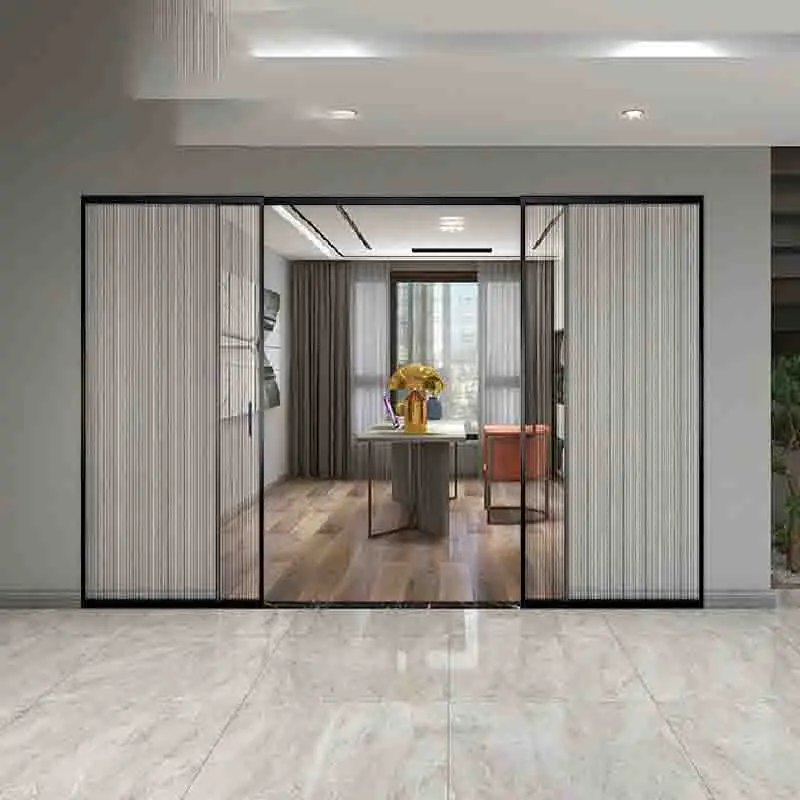 Custom.ZEYI لينة إغلاق انزلاق باب زجاجي منزلق مكافحة رفع تصميم التراص انزلاق التقسيم الباب جماليات تصميم جيب Slidi