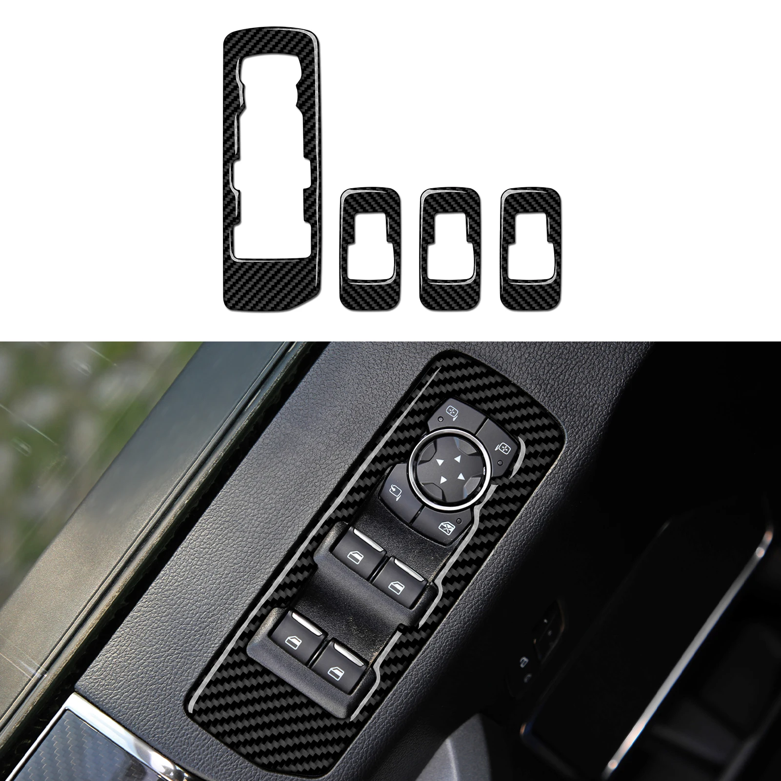 For Ford F-150 (2015-2020) Trim Accessories. Soft Carbon Fiber Interior Sticker Set. Car Window Lift Switch Panel.