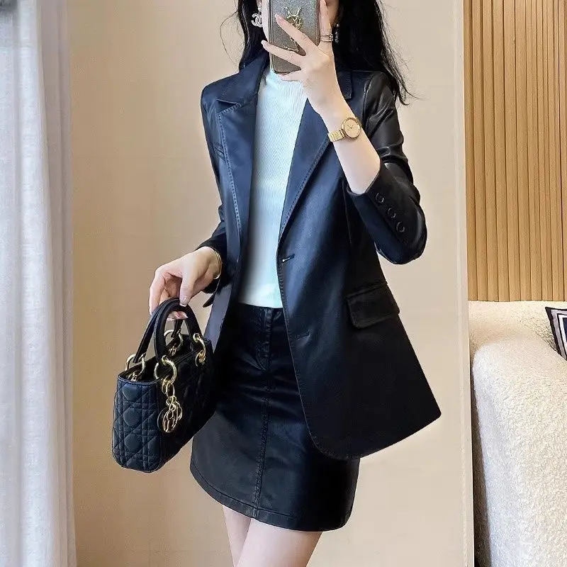 Abito da donna Jaet 2025 Nuovo colore caffè Trendy lungo cappotto in pelle Sve Pendolarismo Sle High-End Feel Small Size Friendly