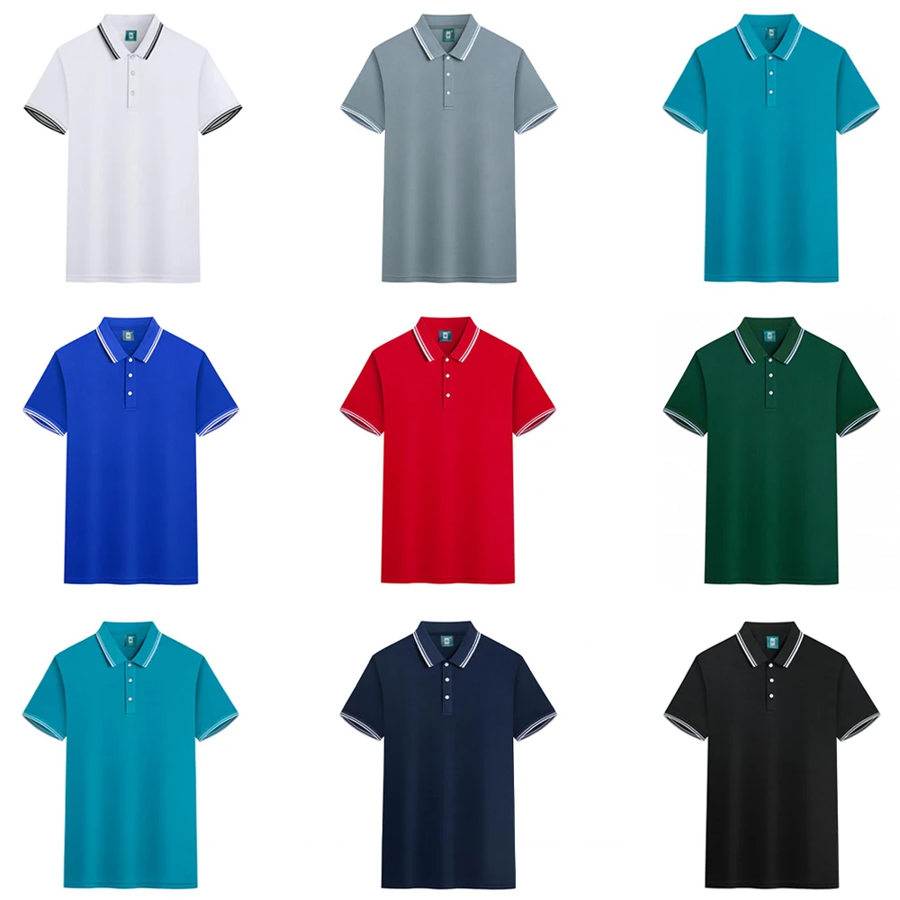 Dry Fit Striped Golf Polo T Shirt Men Bulk Breathable Polyester Quick Drying Collar T-shirt Sports Camisa Polo Tshirt For Men