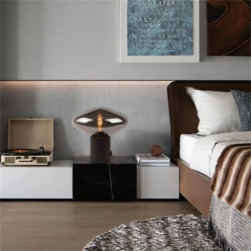 TYLA Nordic Contemporary Table Lamp Simple Black Glass Desk Light LED Home Decor Bedside Parlor