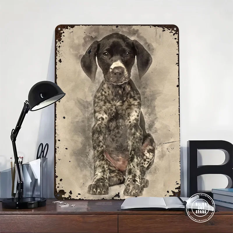 German Shorthaired Pointer Printed Posters Customizable Wall Art Retro Vintage Metal Tin Signs for Home Room Bedroom Decorations