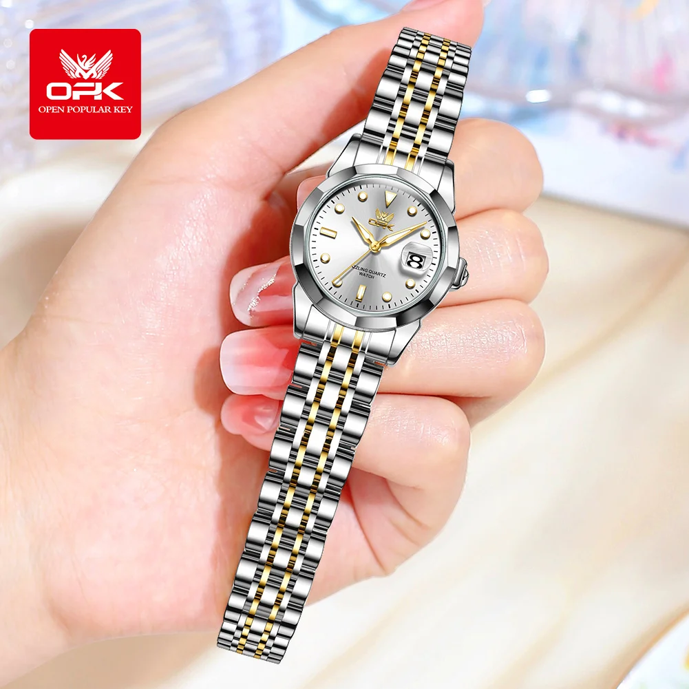 Женские светящиеся кварцевые часы с двойным календарем