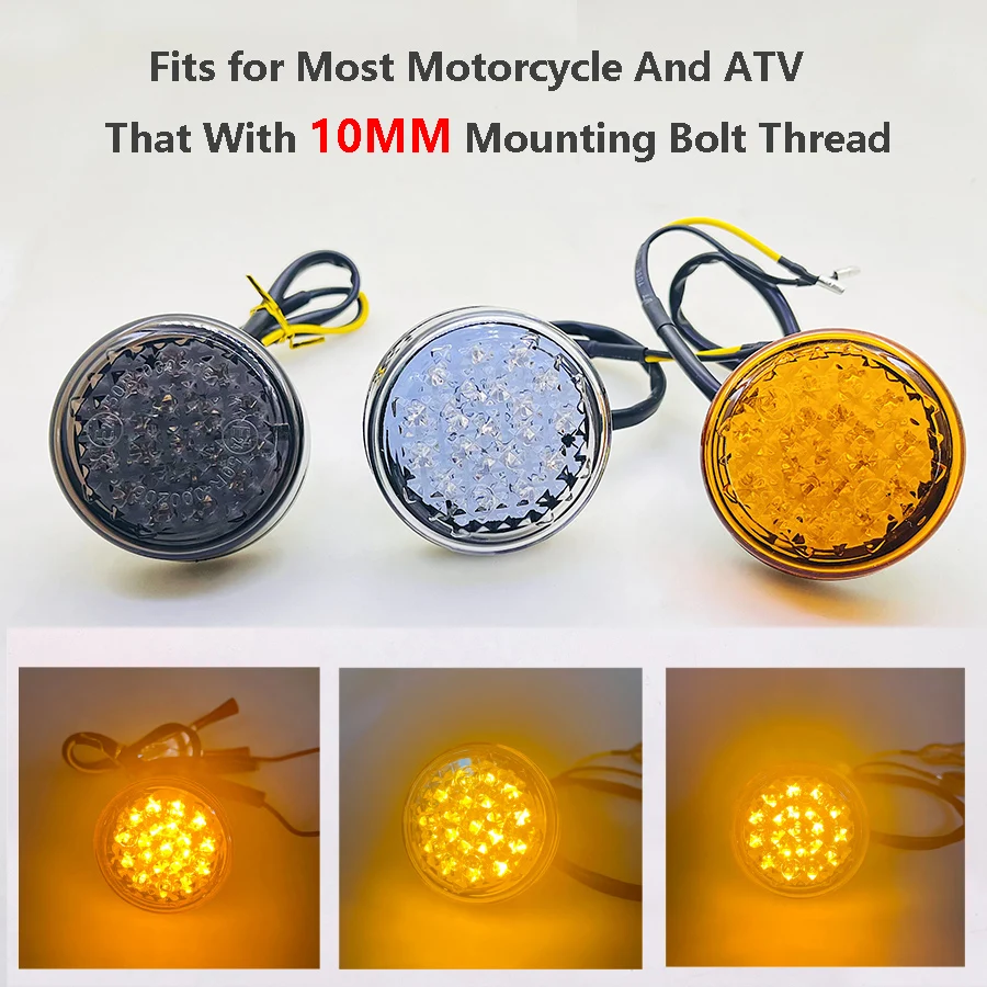 Yecnecty 2 sztuk uniwersalny kierunkowskaz motocykla LED wskaźnik ATV okrągły przedni tylna lampa dla Chopper Cafe Racer Harley