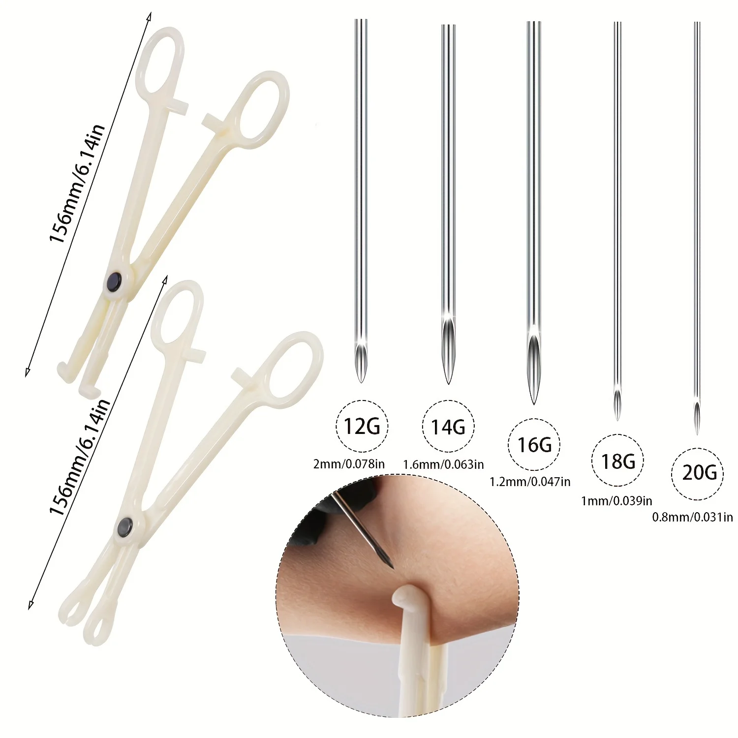 All Body Piercing Jewelry and Tool Septum Forceps Clamp and 316L Stainless Steel Piercing Needles For Woman Man