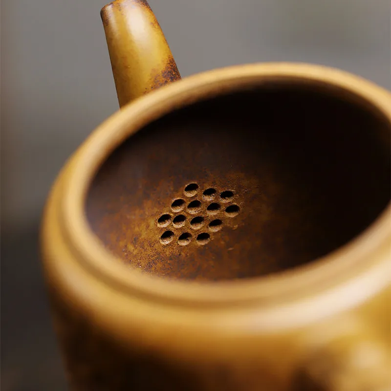1PCS 350ml Chinese retro Yixing premium raw ore clay hand carved dragon purple sand filter teapot Kung Fu tea set