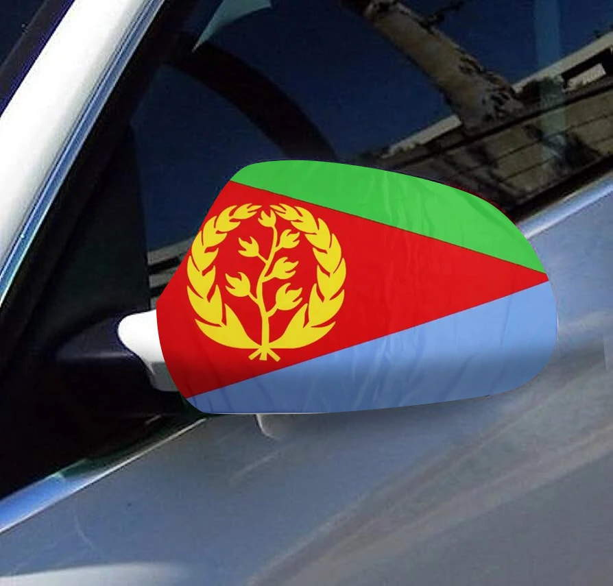 Directly Delivery 2 Pcs Free Size Four-way stretch fabric Erithnia Eritrean Flags Car Mirror Cover