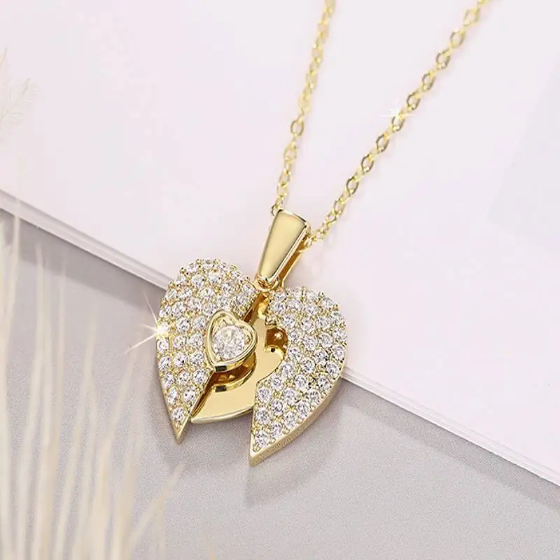 Huitan Kreative Design Herz Frauen Anhänger Halskette Intarsien Helle CZ Romantische Hochzeitstag Zubehör Charming Schmuck