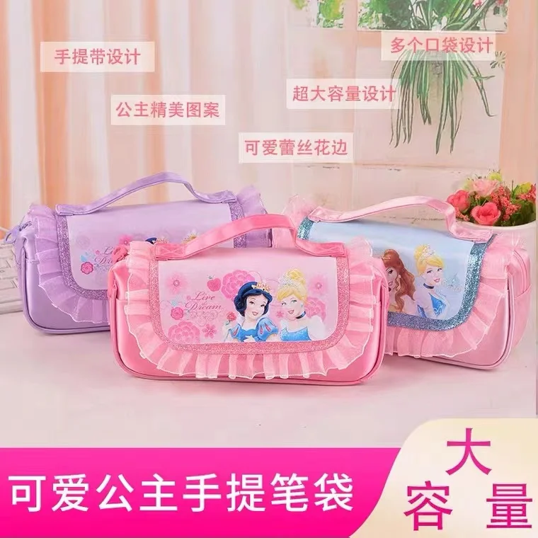 Imagem -06 - Disney Princess Cartoon Caixa de Lápis Aprendizagem Papelaria Criativo Grande Capacidade Bolsa de Armazenamento Bonito Bolsa Escolar Suprimentos Presente