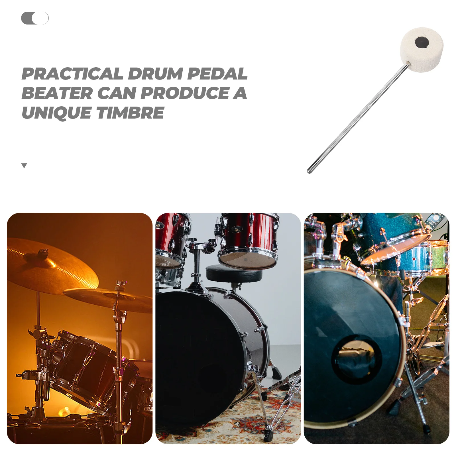 

Drum Pedal Beater Stainless Steel Jazz Silver Color Single Double Bass Drum Accessories Part Replacement Practical
