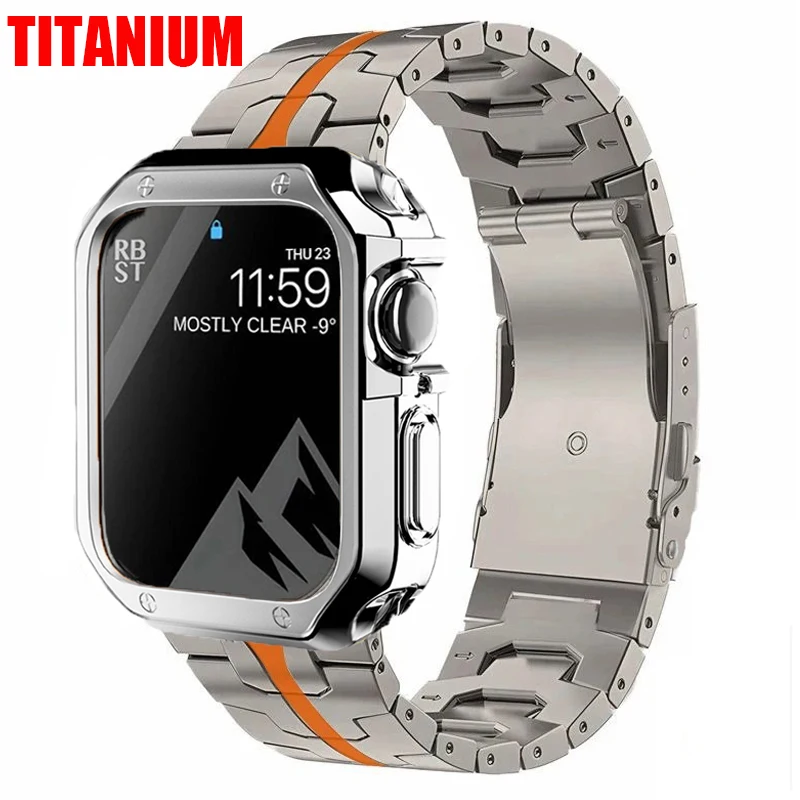 

Case+Titanium Strap For Apple Watch Series 10 46mm 9 8 7 6 SE 45mm 44mm TPU Cover Luxury Mens Band For iWatch Ultra Ultra2 49mm