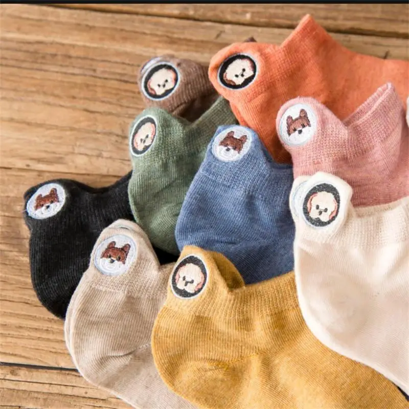 1~4PAIRS Embroidered Socks Leisure Cute Animal Socks Cute Socks Cartoon Cute Design Cartoon Socks Neutral Boat Socks Embroidery