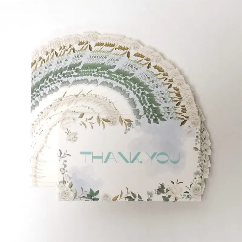 10-30 قطعة بطاقات شكر رائعة مع تصميم زهرة لبطاقة تقدير الأعمال الصغيرة بطاقات تزيين الهدايا 9x5.4 سم #4