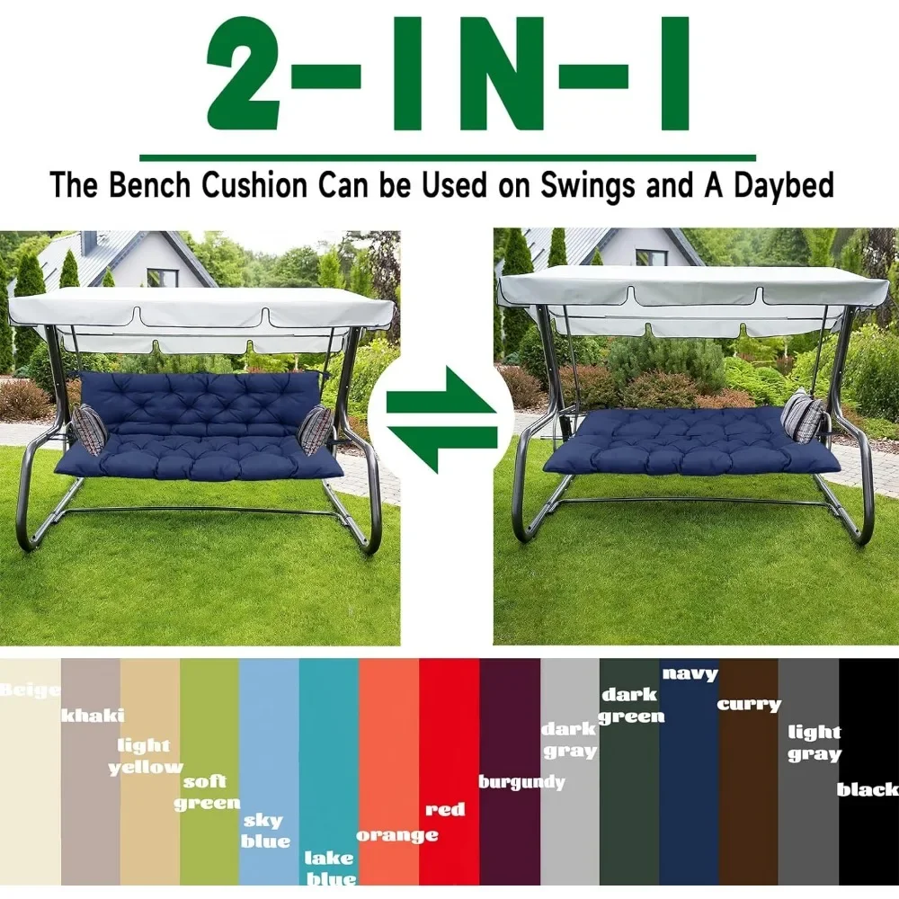 Waterproof 2-3 Seater Porch Swing Cushions With Backrest Thicken 4”Swing Bench Cushions for Outdoor (60X40 INCH Rattan Chair