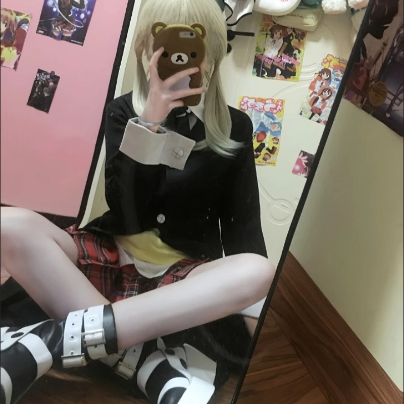 Soul Eater Maka Albarn Cosplay Costume Jacket Coat Skirt Wig Set Anime Death Shokunin Girl Uniform Woman Sexy Party Suit view 6