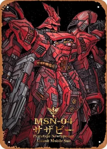 Póster Metálico de Anime, Figura de Gundam, Letrero de Metal, Decoración de Pared Sazabi