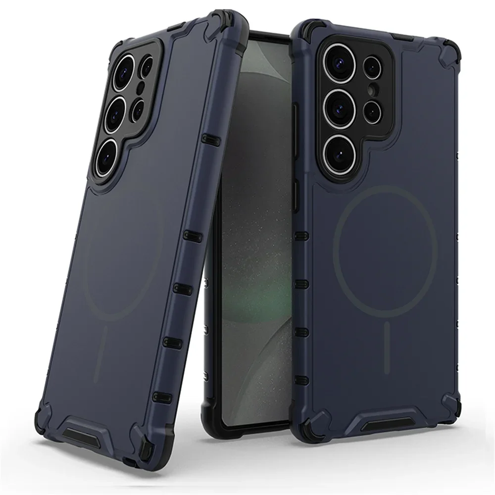 Anti-slip Bumper Armor Magnetische Telefoon Case Voor Samsung S24 S25 S26 Plus S23 Ultra A56 A55 A54 A35 a34 A25 A15 Voor Magsafe Cover